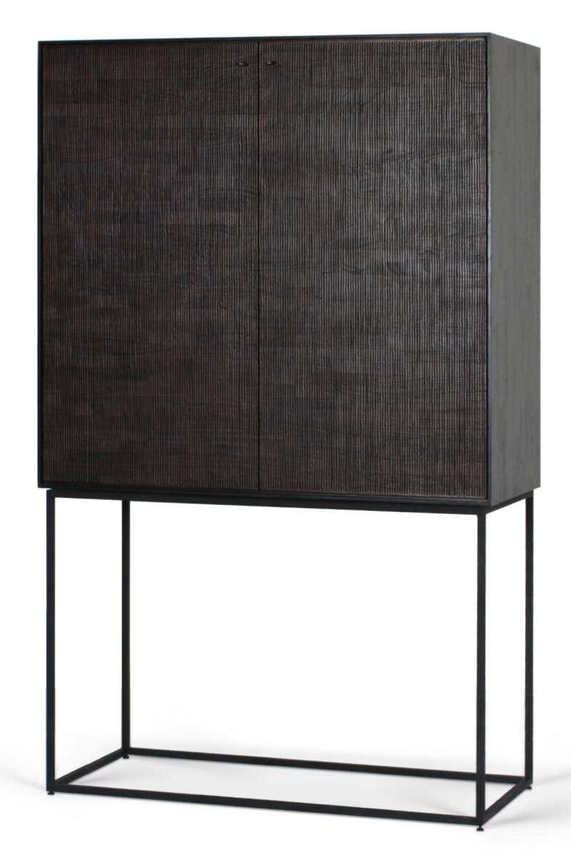 Black Teak Cupboard | Ethnicraft Grooves | OROA TRADE