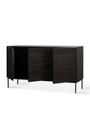 Varnished Teak Black Sideboard | Ethnicraft Grooves | OROA TRADE