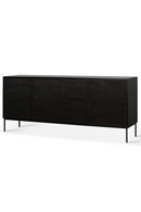 Varnished Teak Black Sideboard | Ethnicraft Grooves | OROA TRADE