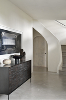 Varnished Teak Black Sideboard | Ethnicraft Grooves | OROA TRADE