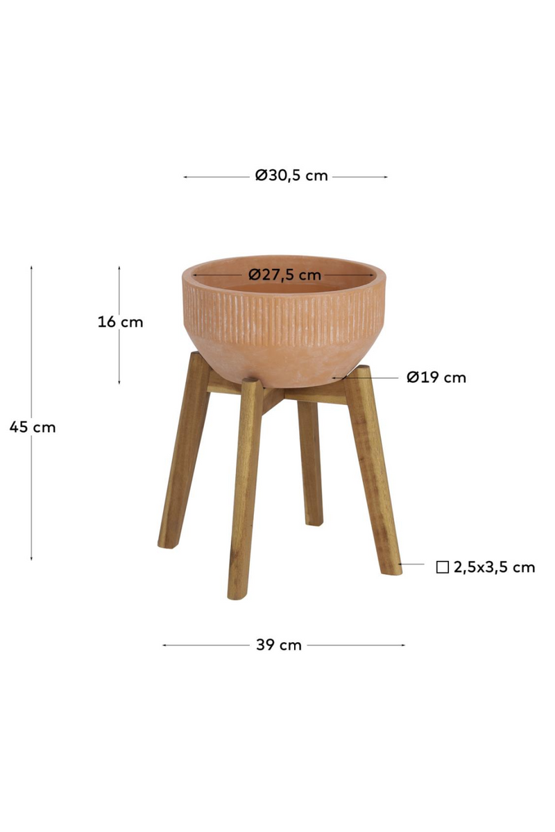 Wooden Stand Terracotta Planter | La Forma Subject | Oroatrade.com