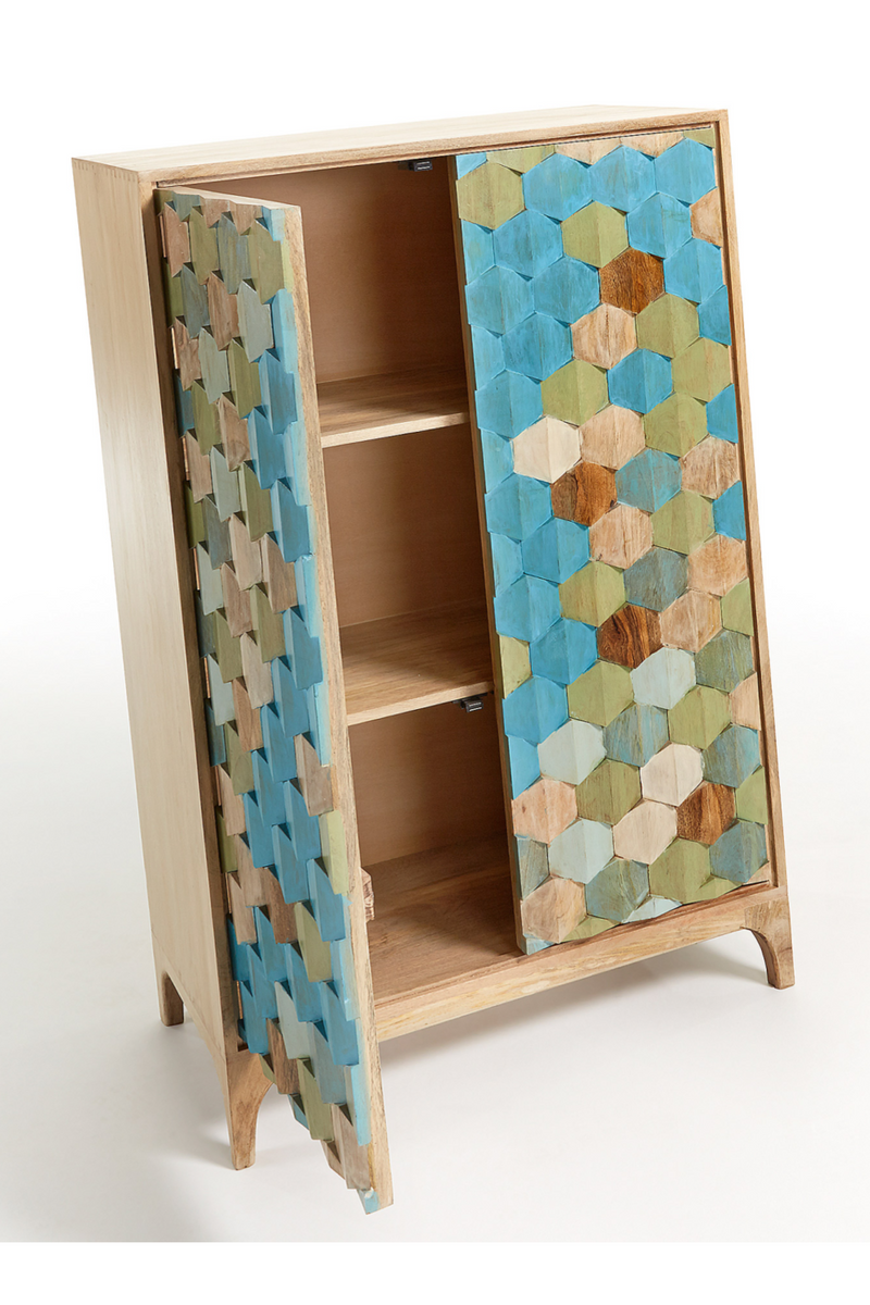Multi Color Carved Wood Cabinet | La Forma ilka | Woodfurniture.com