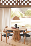 Round Teak Wood Pedestal Dining Table L | La Forma Jeanette | Oroatrade.com