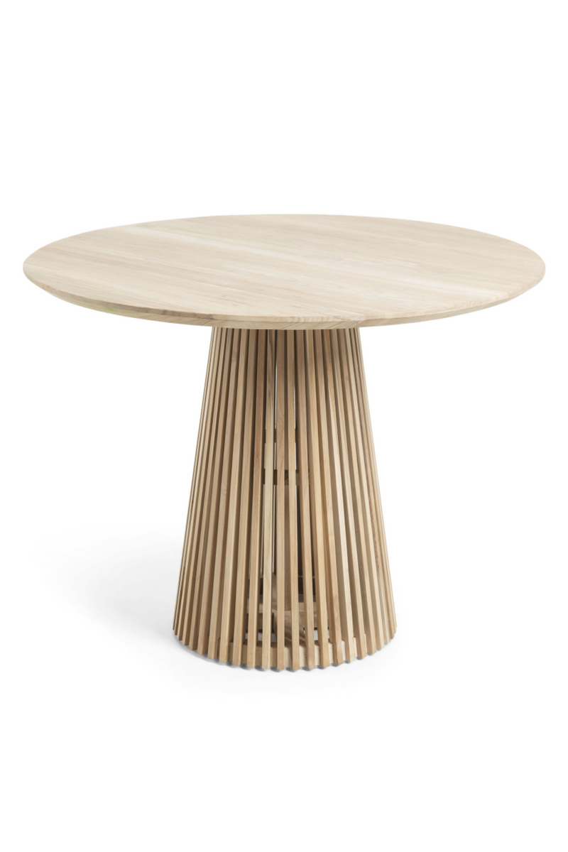 Round Teak Wood Pedestal Dining Table L | La Forma Jeanette | Oroatrade.com