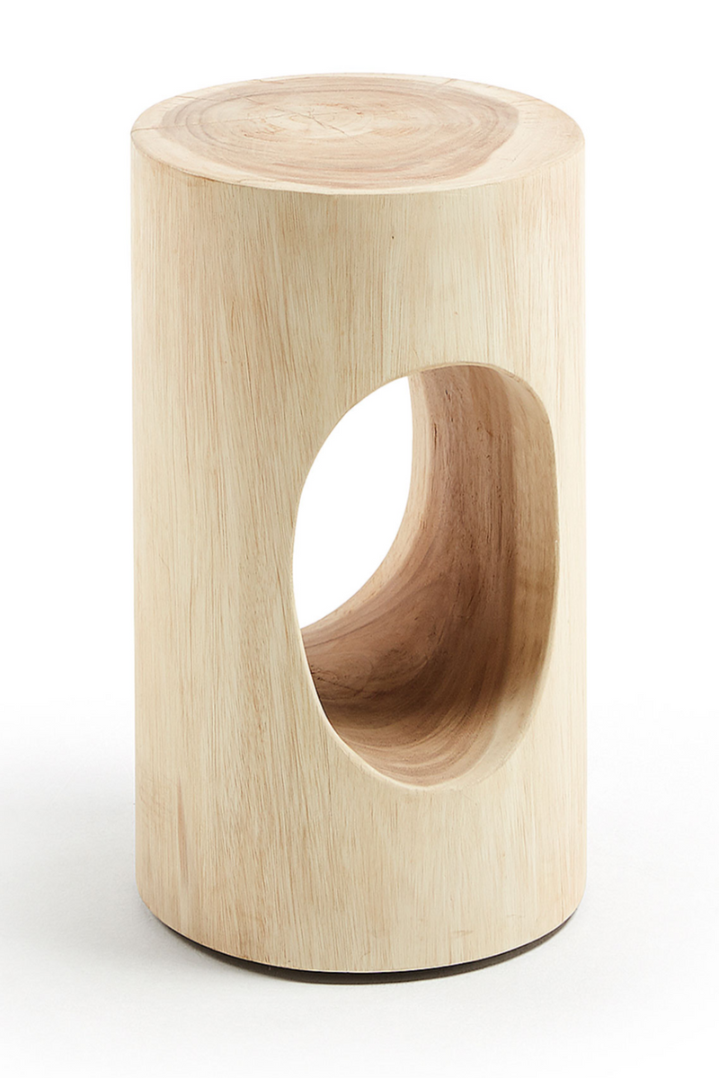 Round Carved Wood Side Table | La Forma Halker | Oroatrade.com