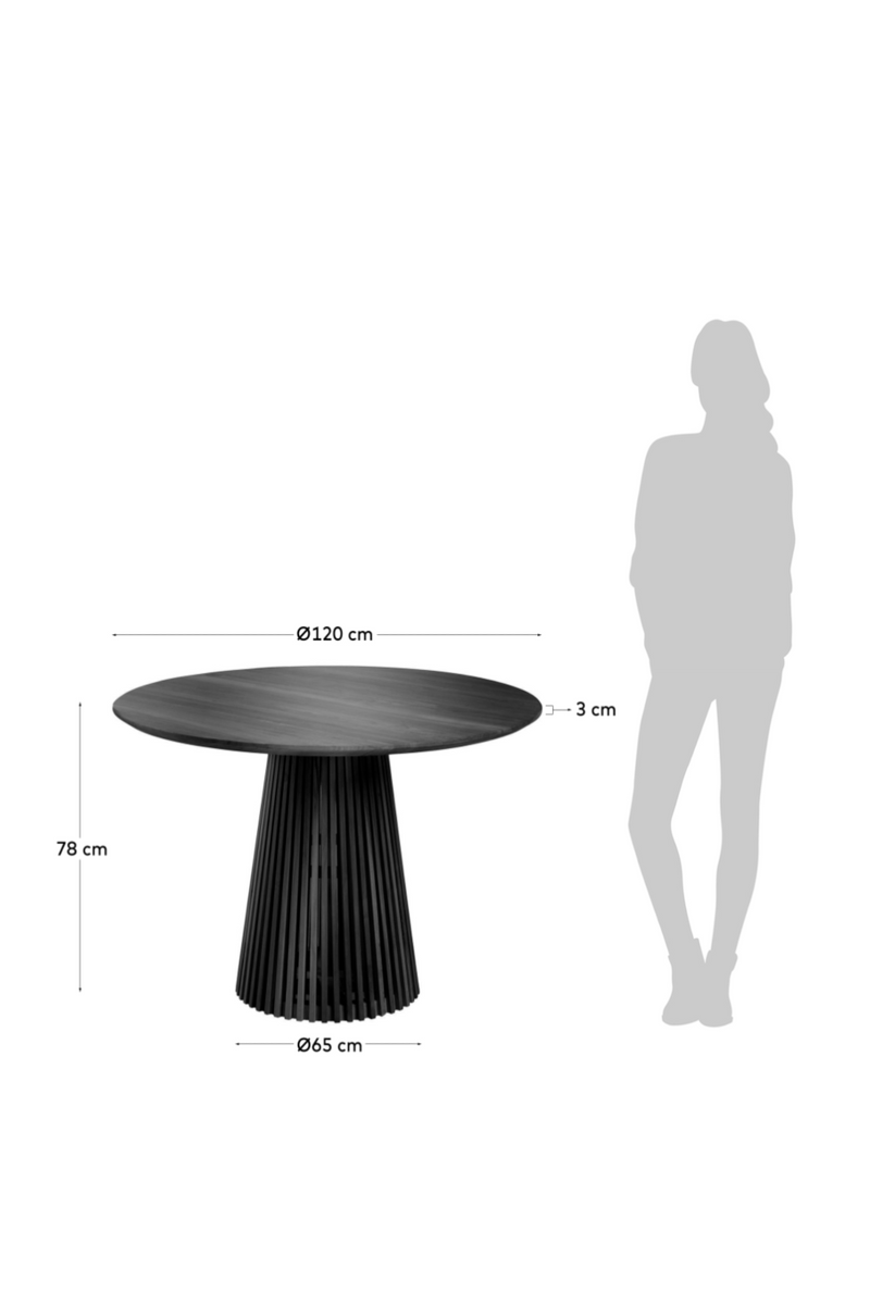 Round Black Teak Wood Pedestal Dining Table L | La Forma Jeanette | Oroatrade.com