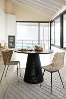 Round Black Teak Wood Pedestal Dining Table L | La Forma Jeanette | Oroatrade.com