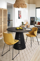 Round Black Teak Wood Pedestal Dining Table L | La Forma Jeanette | Oroatrade.com