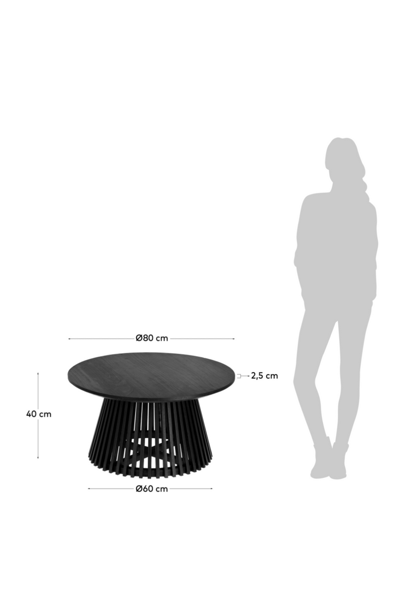 Round Black Teak Wood Pedestal Coffee Table | La Forma Jeanette | Oroatrade.com