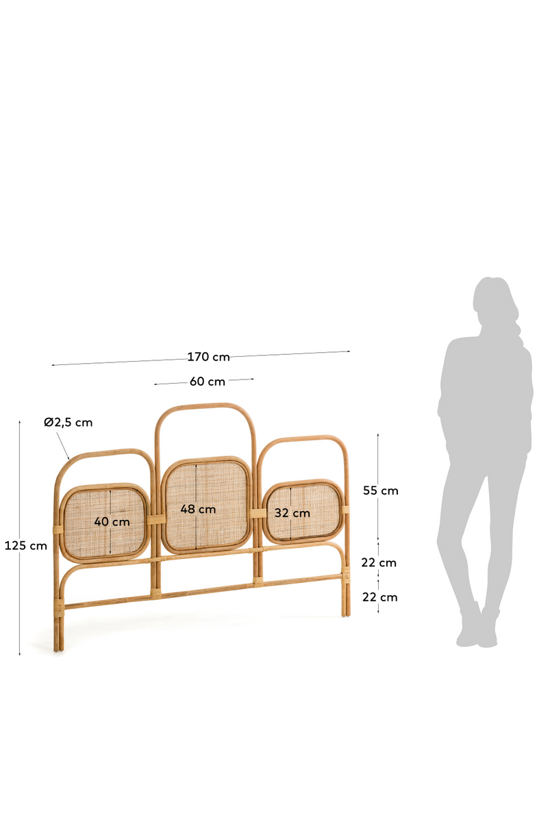 Rattan 3-Panel Queen Headboard 67"  | La  Forma | Wood Furniture