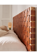 Woven Brown Leather Queen Headboard | La Forma Calixta | Woodfurniture.com