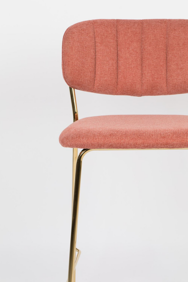 Gold Pink Upholstered Counter Stools (2) | DF Jolien | Oroatrade.com