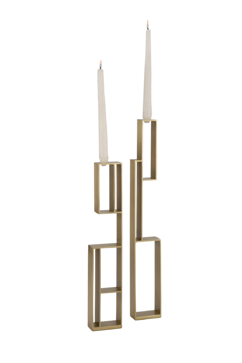 Brushed Brass Finish Metal Candle Holders | Liang & Eimil Veneton | OROATRADETRADE.com