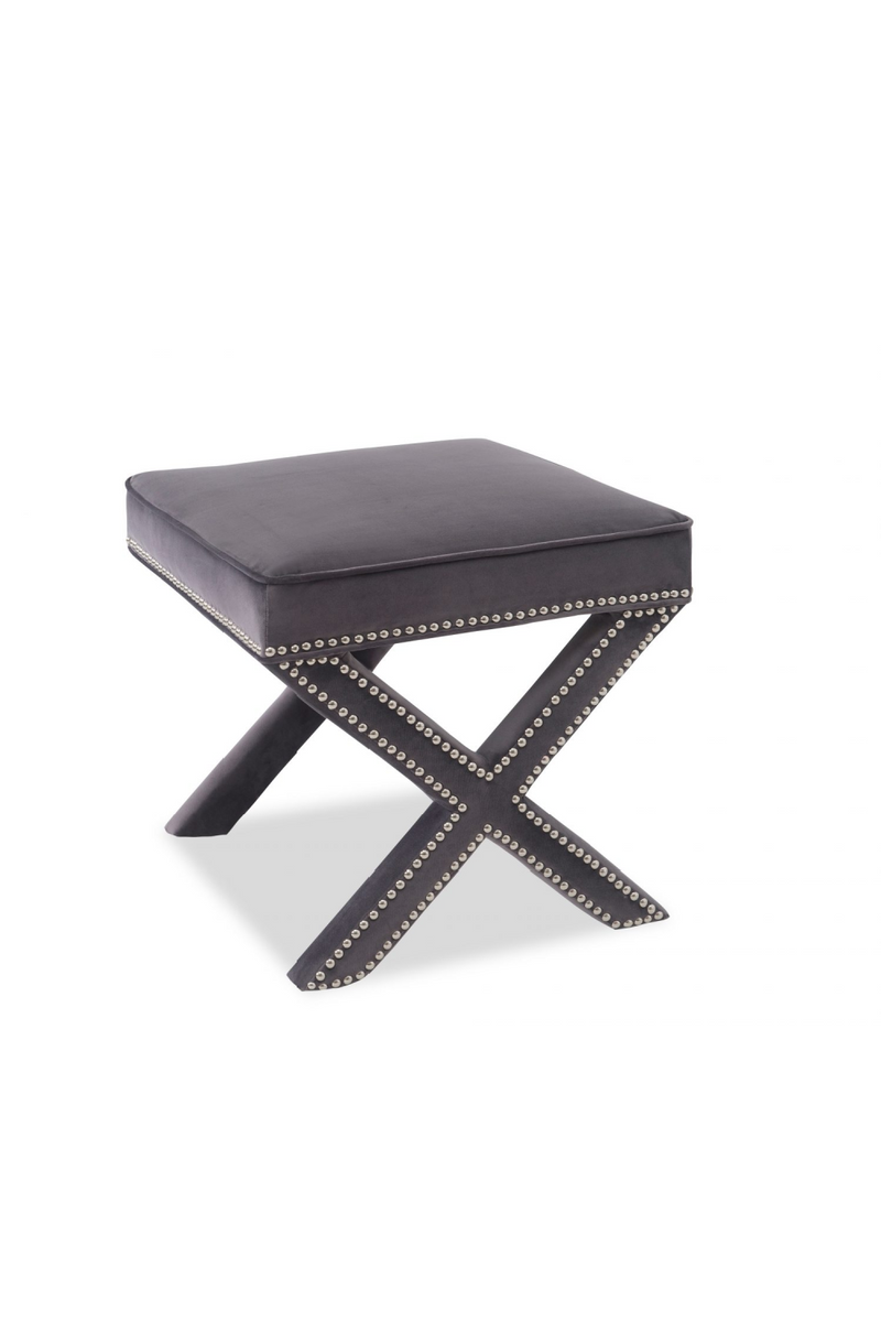 Gray Studded Velvet Stool | Liang & Eimil Alvar | Oroatrade.com