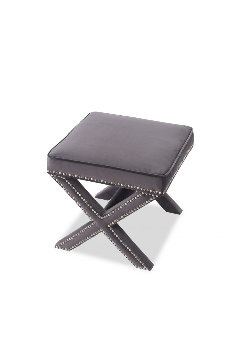 Gray Studded Velvet Stool | Liang & Eimil Alvar | Oroatrade.com