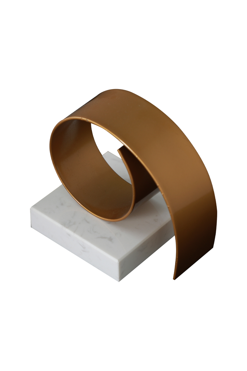 White Marble Gold Modern Sculpture Bookend | Liang & Eimil Swirl | Oroatrade.com