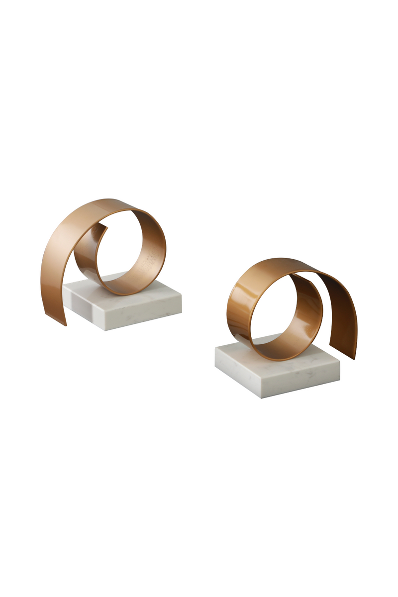 White Marble Gold Modern Sculpture Bookend | Liang & Eimil Swirl | Oroatrade.com