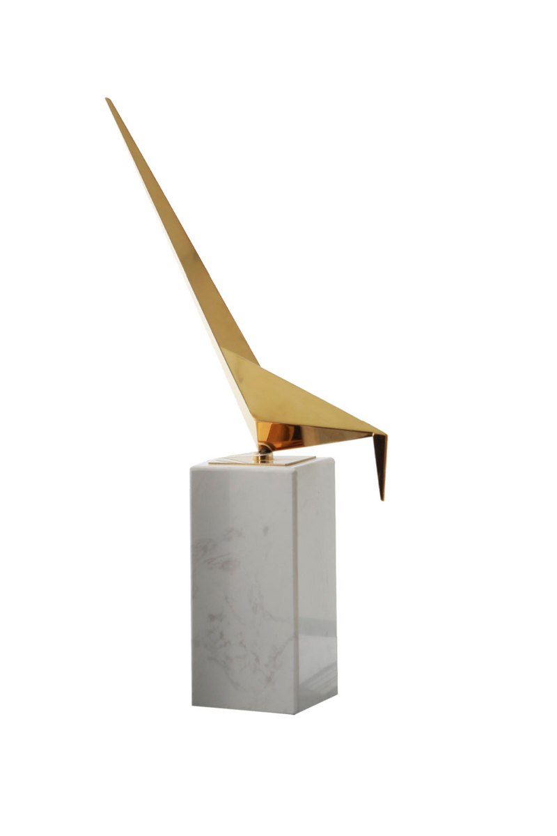 White Marble Brass Bird Sculpture (L) | Liang & Eimil Alma | OROATRADETRADE.com