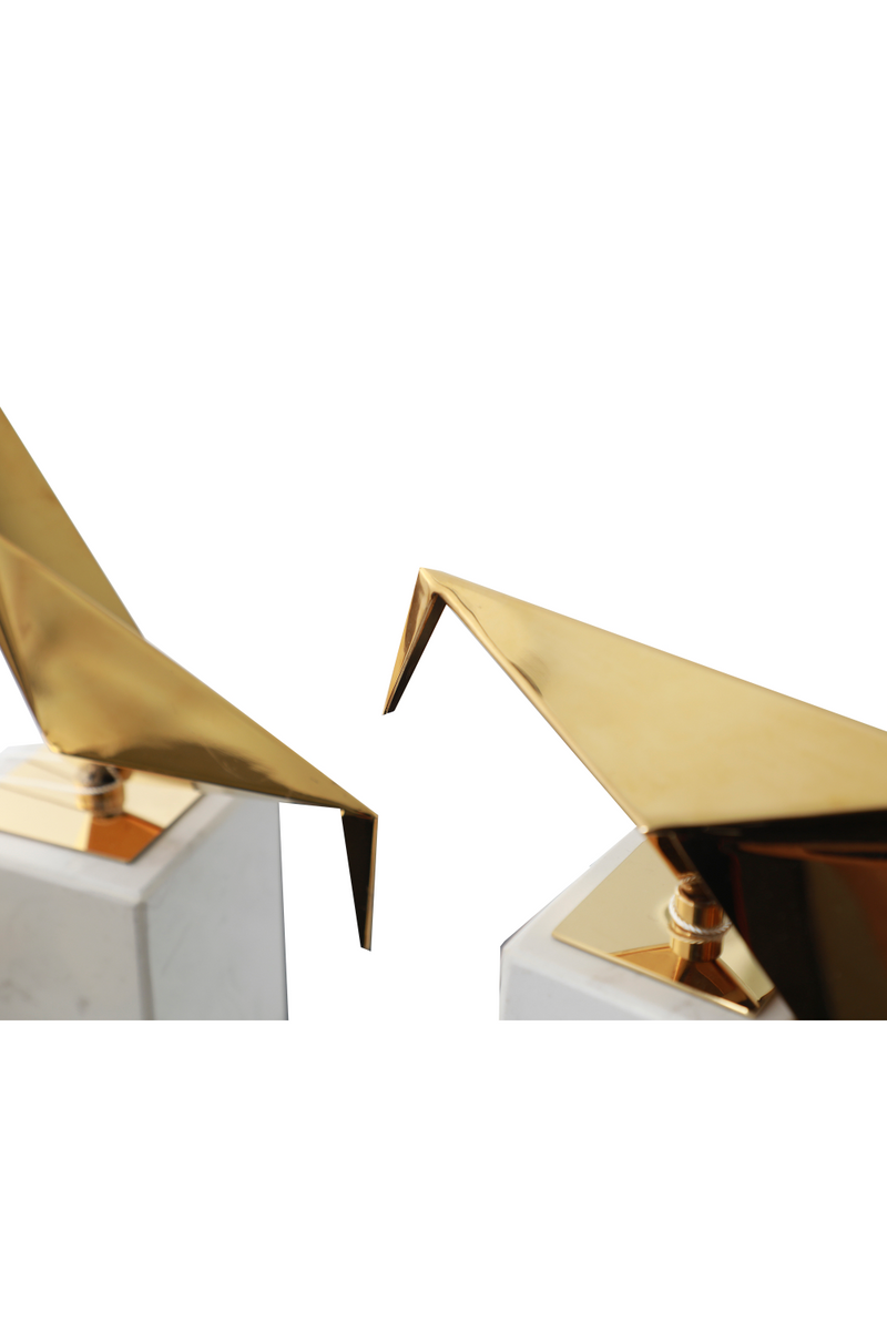 White Marble Brass Bird Sculpture (L) | Liang & Eimil Alma | OROATRADETRADE.com