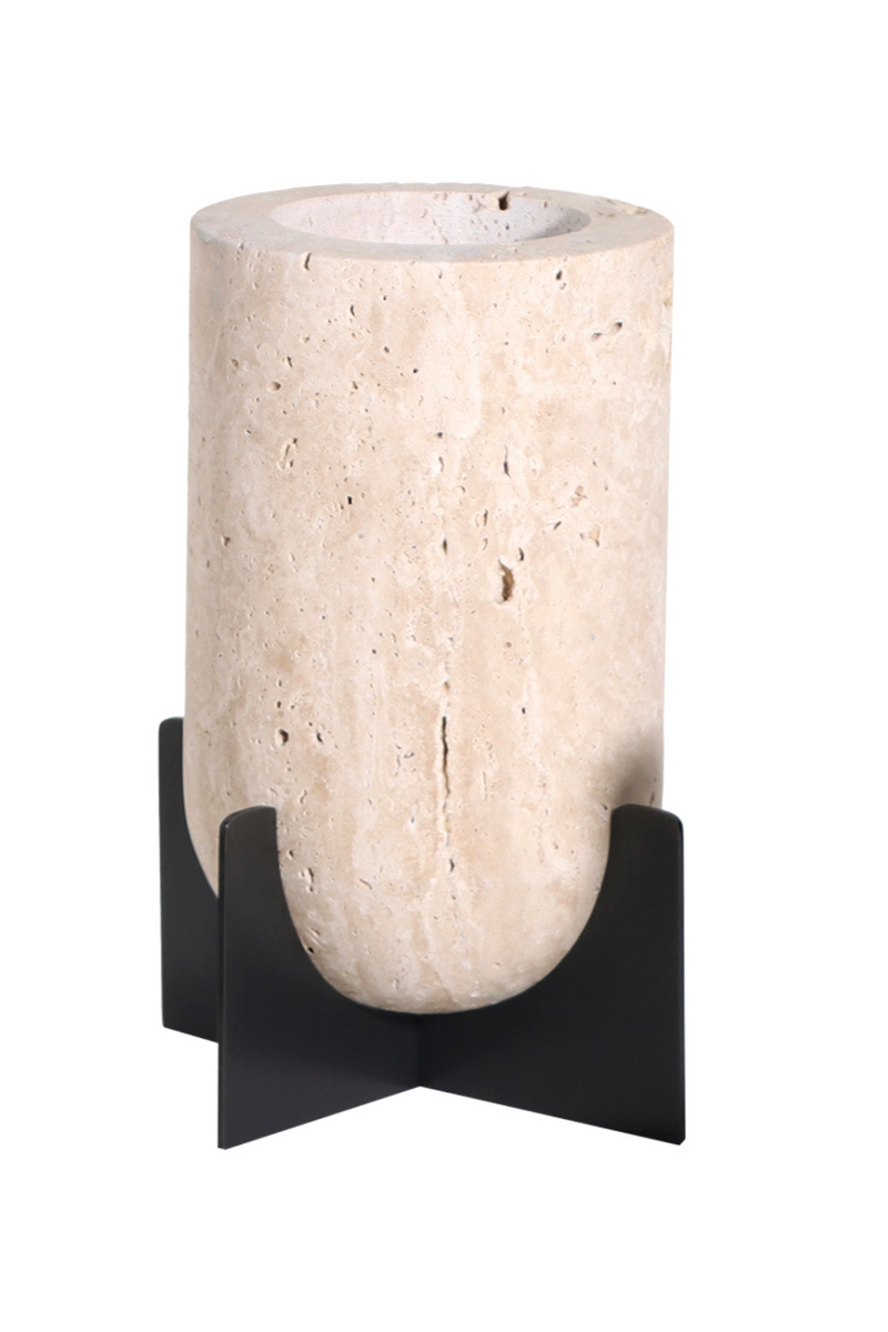 Beige Travertine Cylindrical Candle Holder | Liang & Eimil Berkley | Oroatrade.com