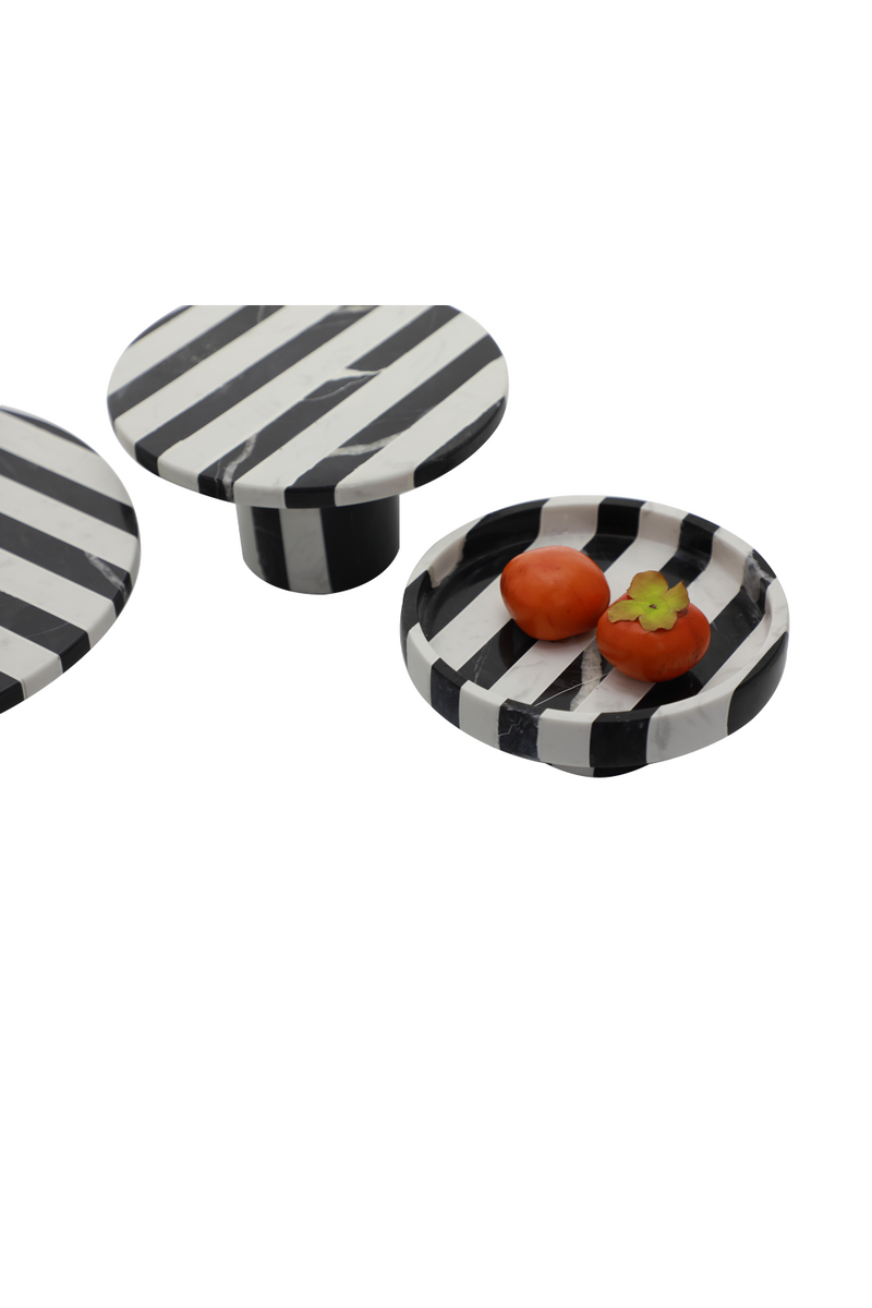 Stripes Marble Round Tray | Liang & Eimil Monochrome | Oroatrade.com