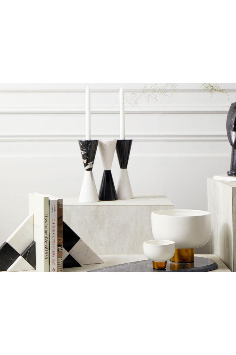 Black & White Marble Abstract Bookends | Liang & Eimil Bond | OROATRADETRADE.com