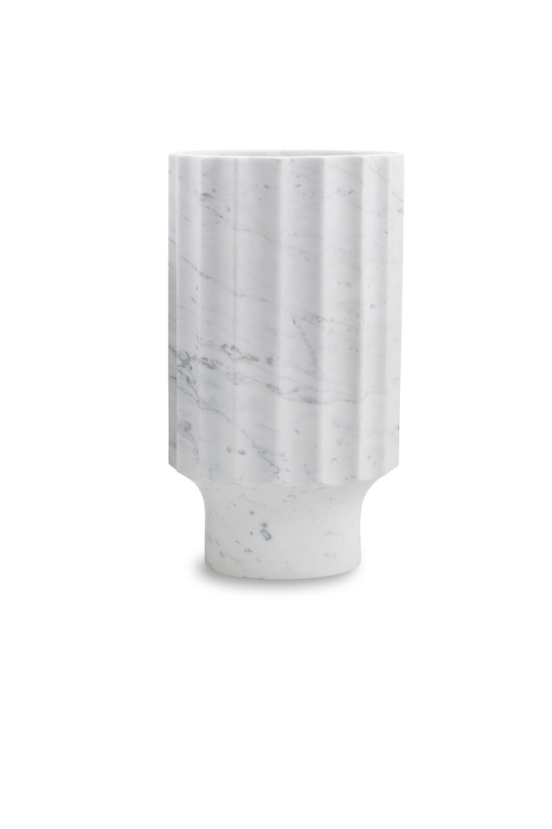 White Marble Fluted Vase (L) | Liang & Eimil Marmo I | OROATRADETRADE.com