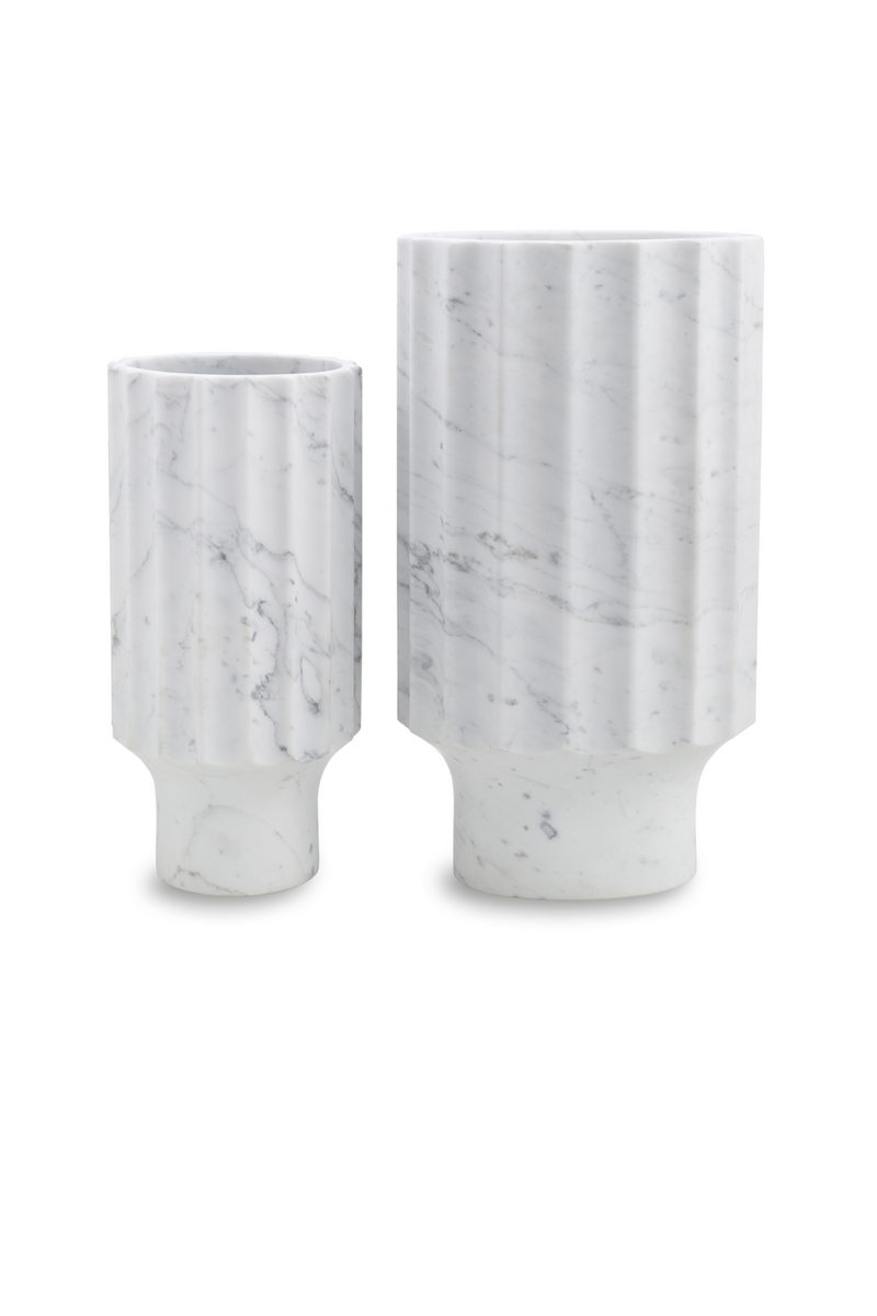 White Marble Fluted Vase (L) | Liang & Eimil Marmo I | OROATRADETRADE.com
