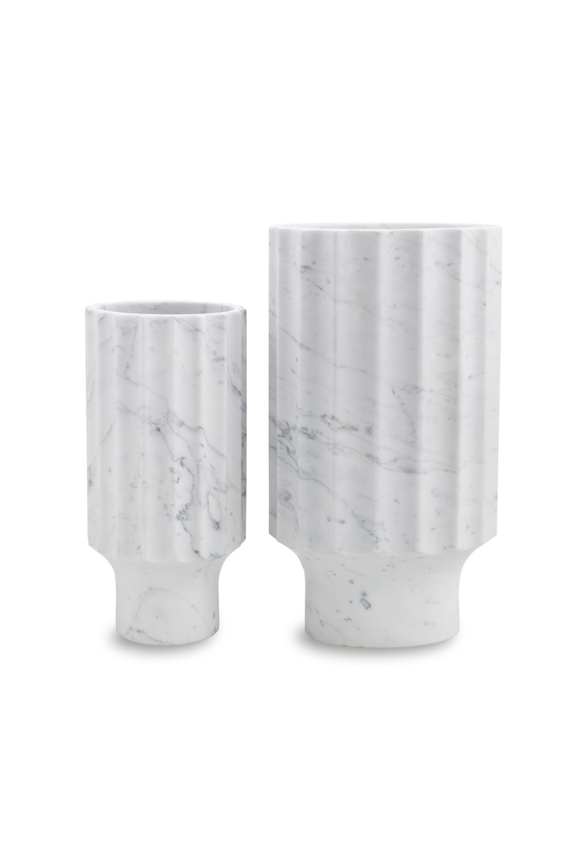 White Marble Fluted Vase (S) | Liang & Eimil Marmo II | OROATRADETRADE.com