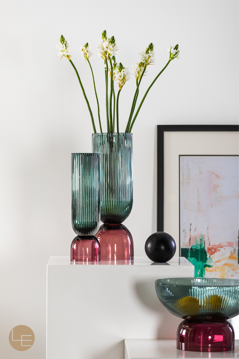 Turquoise And Pink Glass Vase | Liang & Eimil Pokal | OROATRADETRADE.com