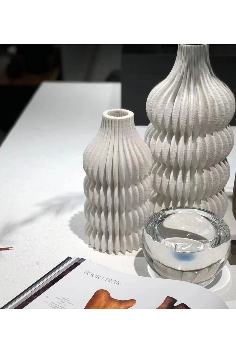 White Ceramic Fluted Vase | Liang & Eimil Iverna | Oroatrade.com