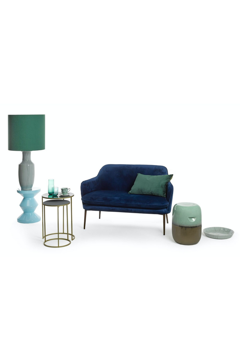 Blue Lacquered Accent Stool | Pols Potten Zig Zag  | OROA TRADE