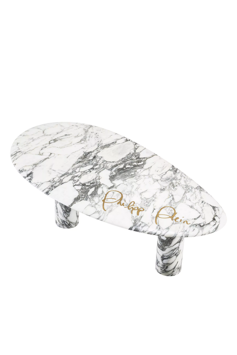 Curved White Marble Coffee Table | Philipp Plein Forte | Oroatrade.com