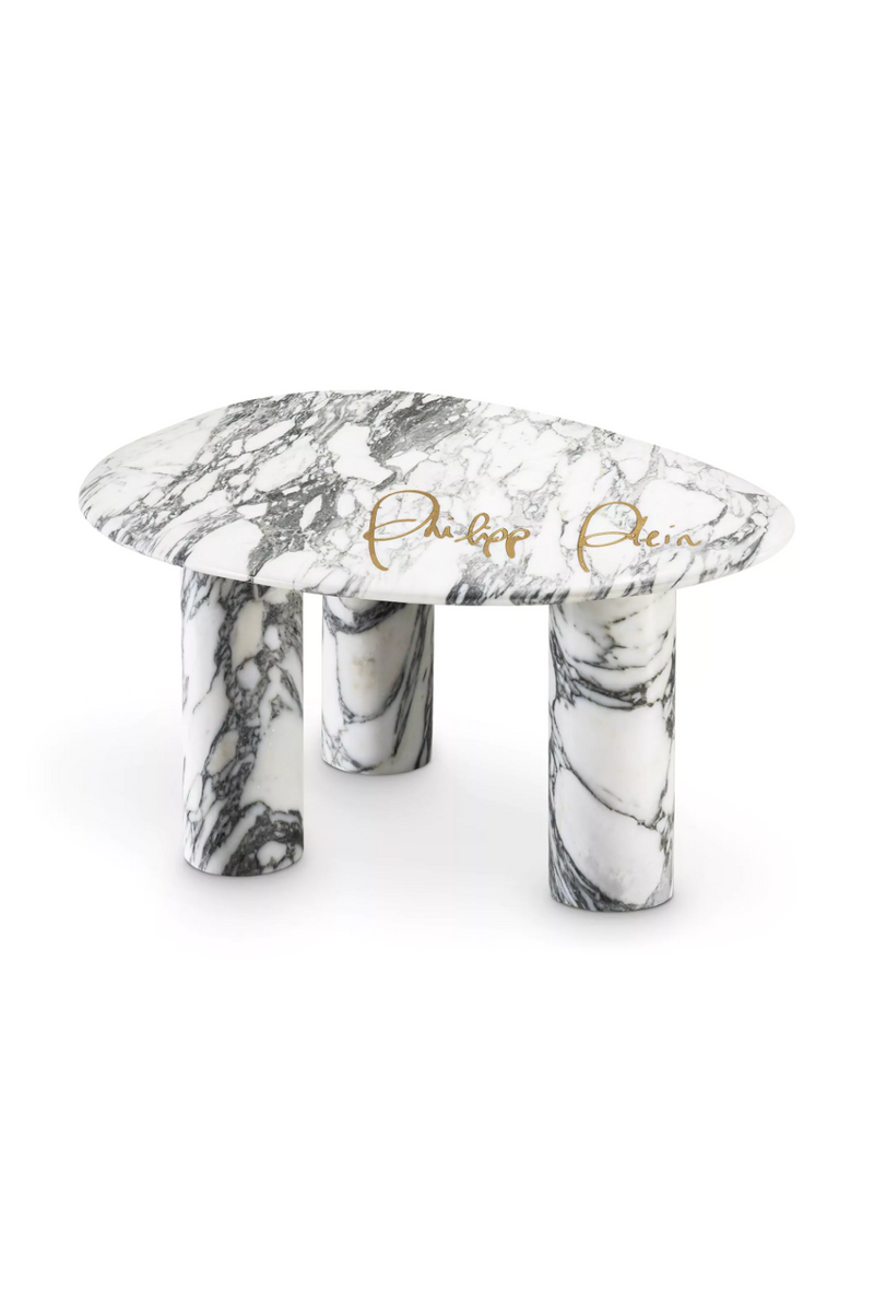 Curved White Marble Side Table | Philipp Plein Forte | Oroatrade.com