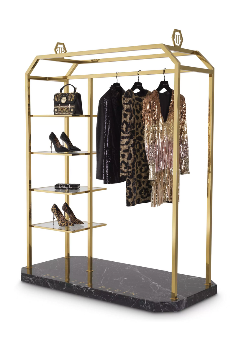 Gold Framed Modern Clothing Stand | Philipp Plein Couture | Oroatrade.com