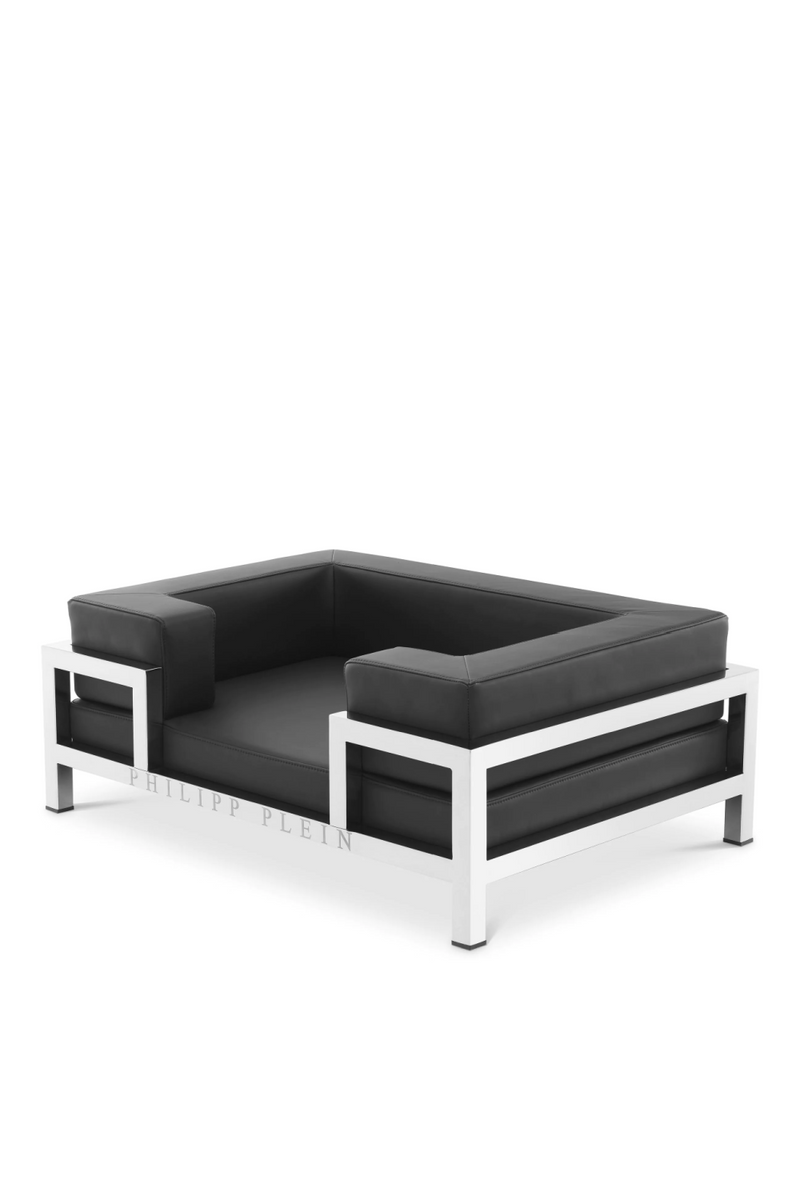 Silver Framed Leather Dog Bed L | Philipp Plein High Conic | Oroatrade.com