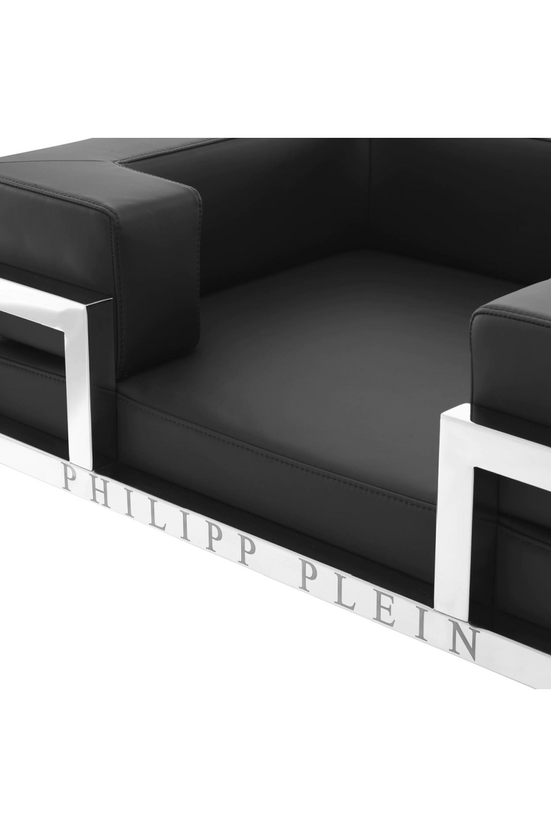 Silver Framed Leather Dog Bed L | Philipp Plein High Conic | Oroatrade.com