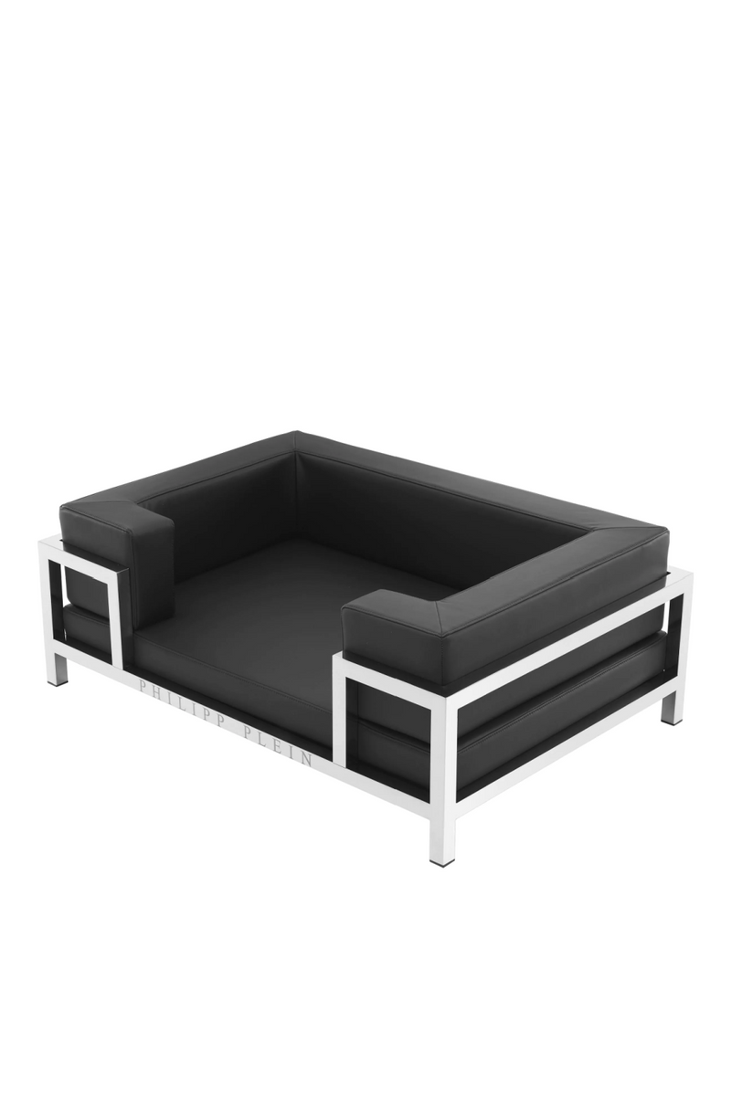 Silver Framed Leather Dog Bed XL | Philipp Plein High Conic | Oroatrade.com