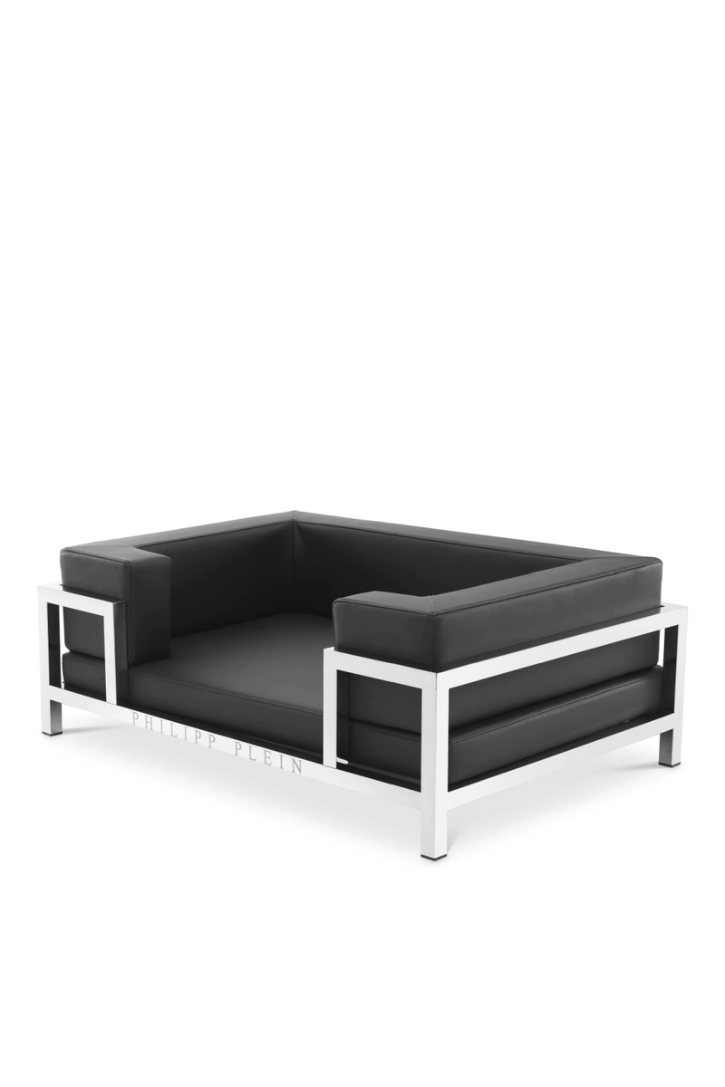 Silver Framed Leather Dog Bed XL | Philipp Plein High Conic | Oroatrade.com