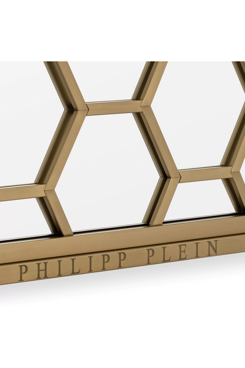 Square Antique Brass Hexagonal Mirror | Philipp Plein Skeleton | Oroatrade.com