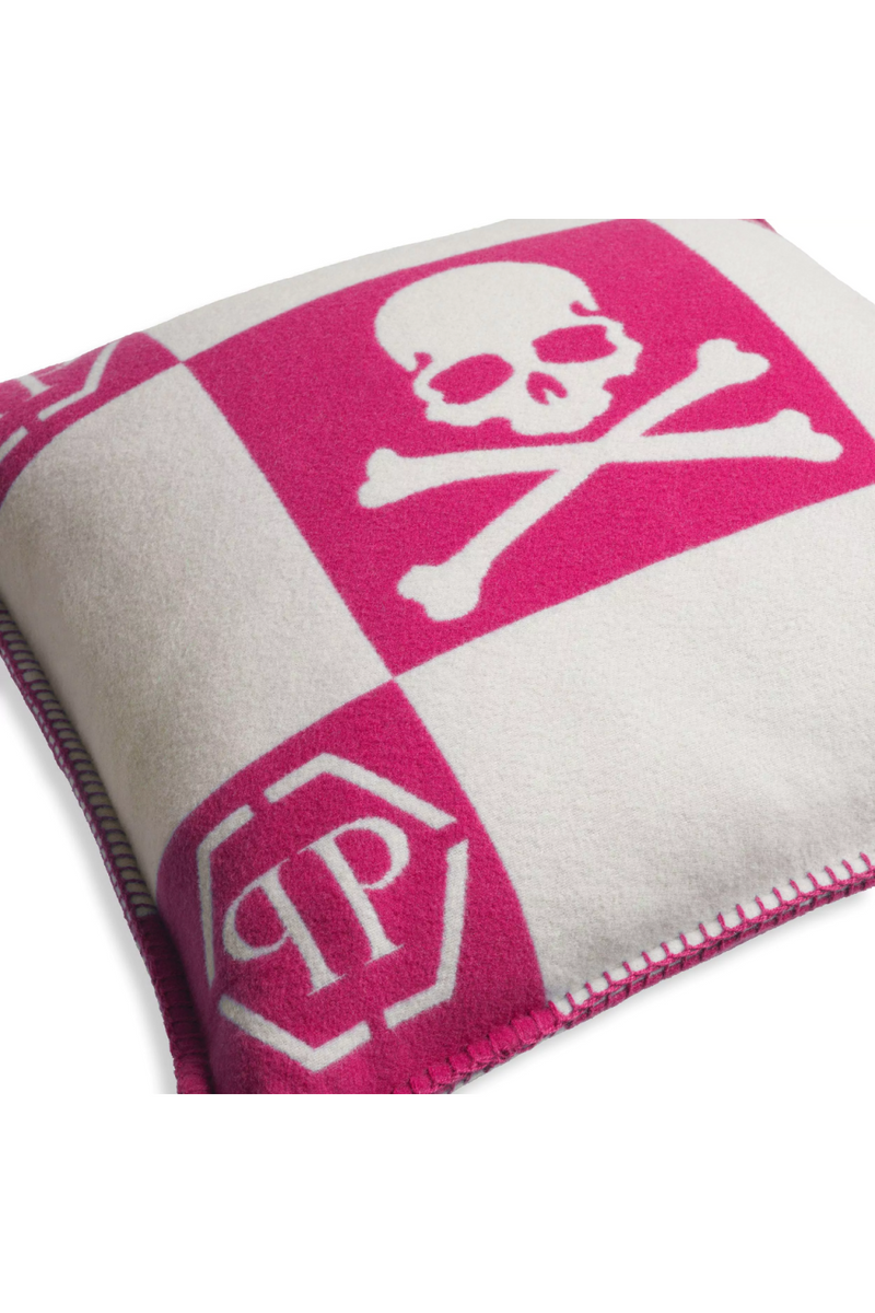 Pink Modern Printed Cashmere Cushion | Philipp Plein Skull | Oroatrade.com