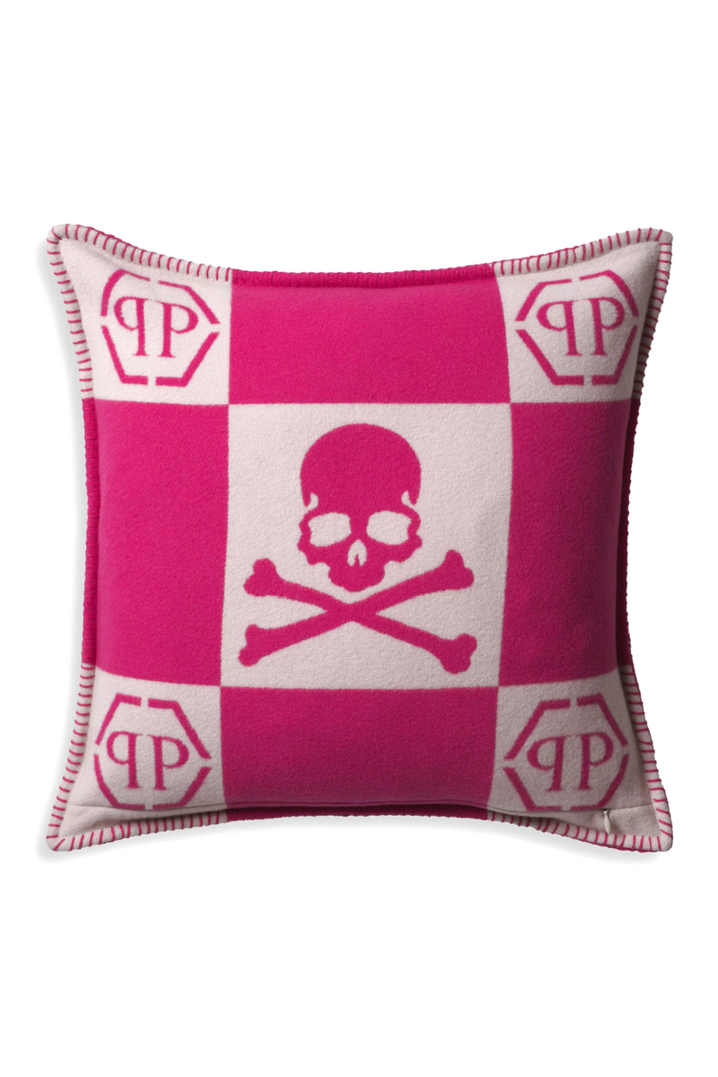 Pink Modern Printed Cashmere Cushion | Philipp Plein Skull | Oroatrade.com