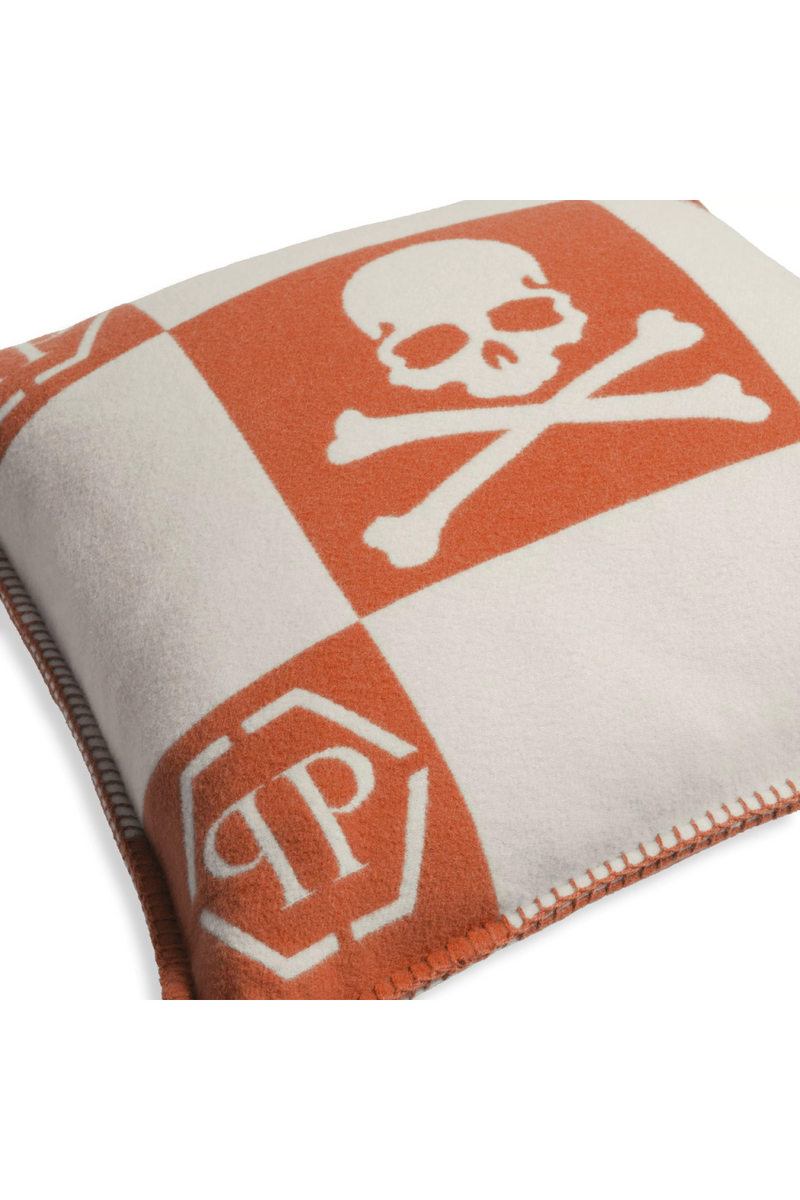 Orange Modern Printed Cashmere Cushion | Philipp Plein Skull | Oroatrade.com