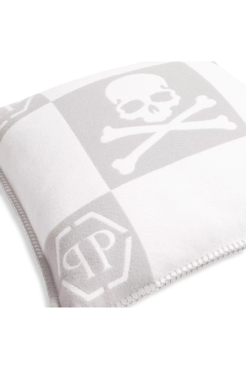 Gray Modern Printed Cashmere Cushion | Philipp Plein Skull | Oroatrade.com