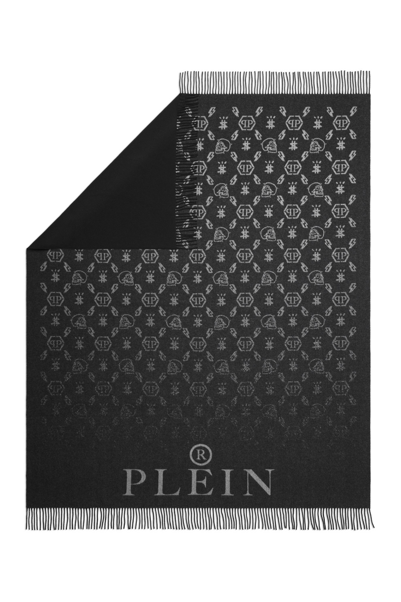 Black Fringed Cashmere Plaid | Philipp Plein Cashmere Plein | Oroatrade.com