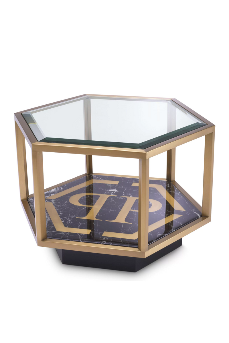 Gold Hexagonal Modern Side Table | Philipp Plein Falcon View | Oroatrade.com