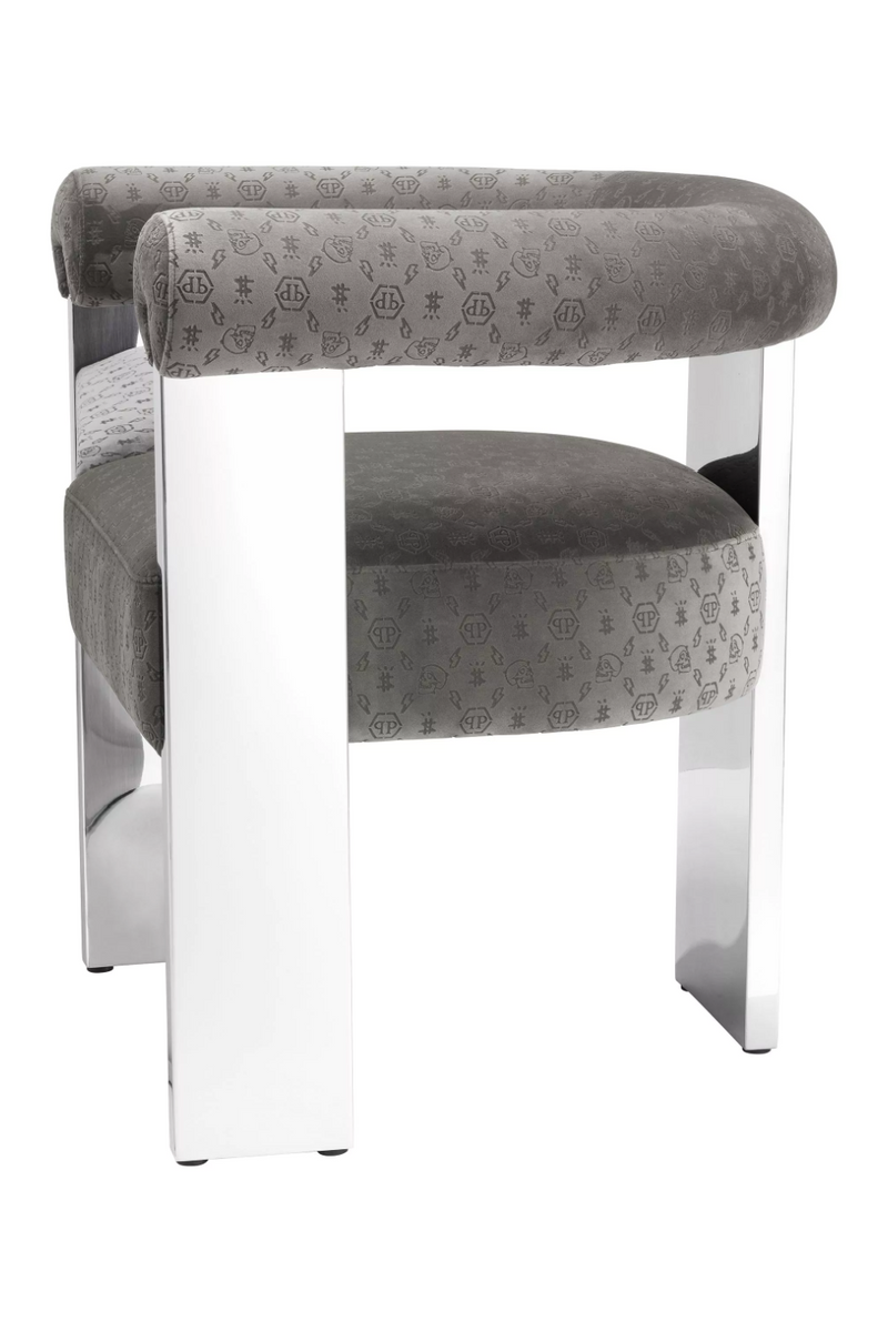 Gray Velvet Contemporary Dining Chair | Philipp Plein Icon | Oroatrade.com