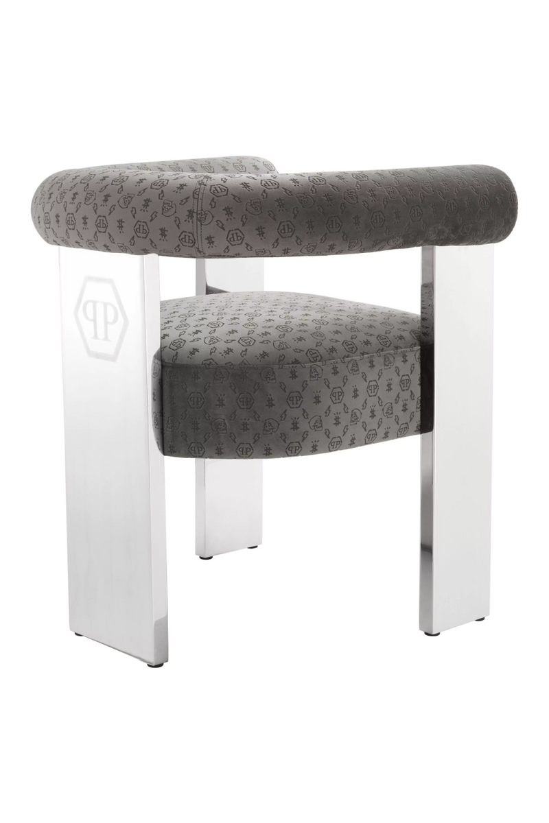 Gray Velvet Contemporary Dining Chair | Philipp Plein Icon | Oroatrade.com