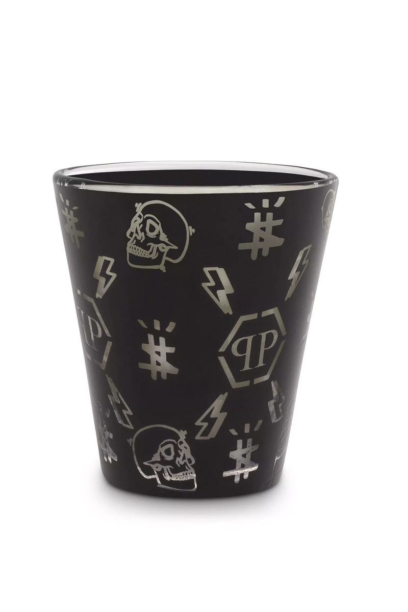 Black Printed Glass Scented Candle | Philipp Plein Monogram | Oroatrade.com