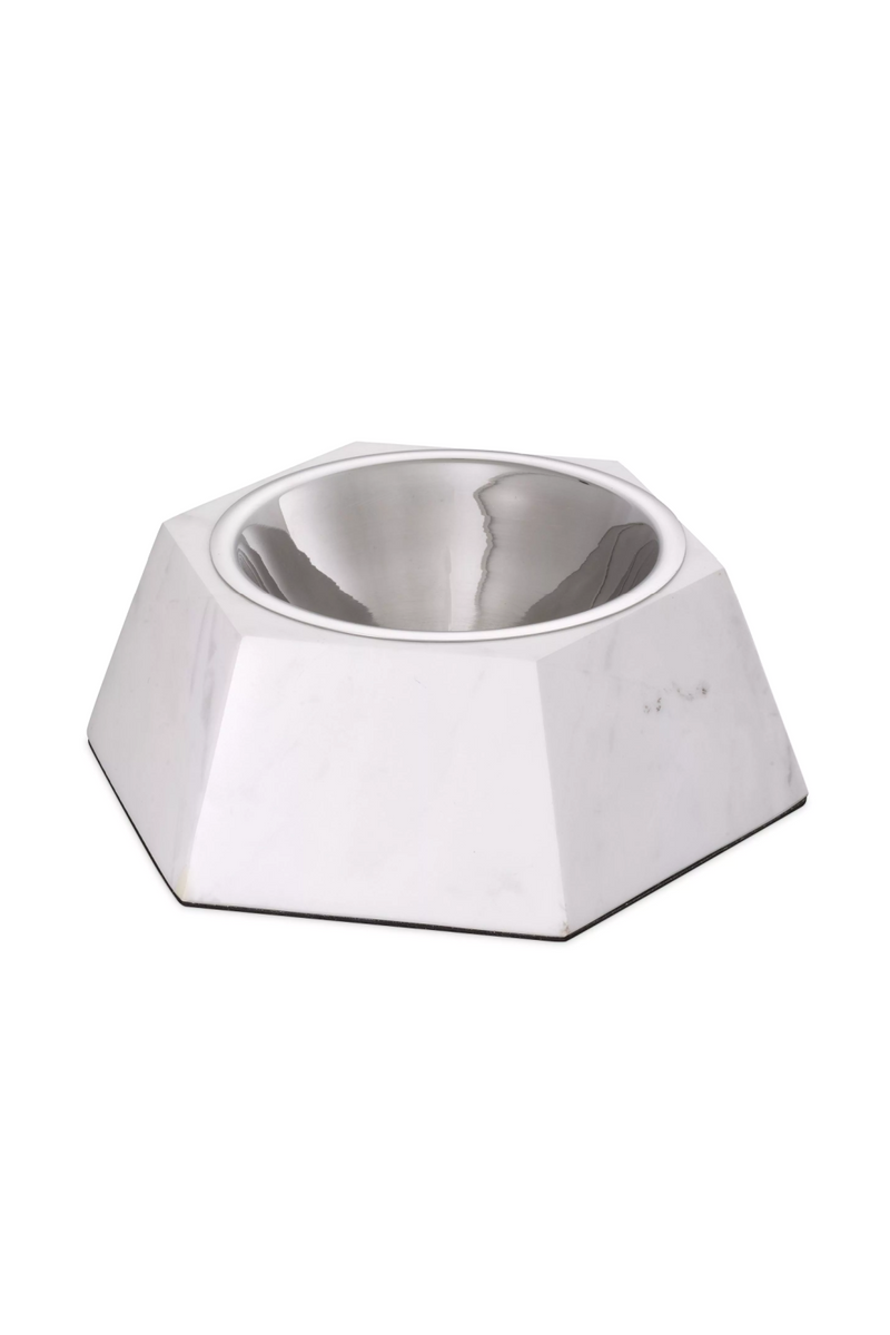 White Marble Dog Food bowl L | Philipp Plein Nice | Oroatrade.com
